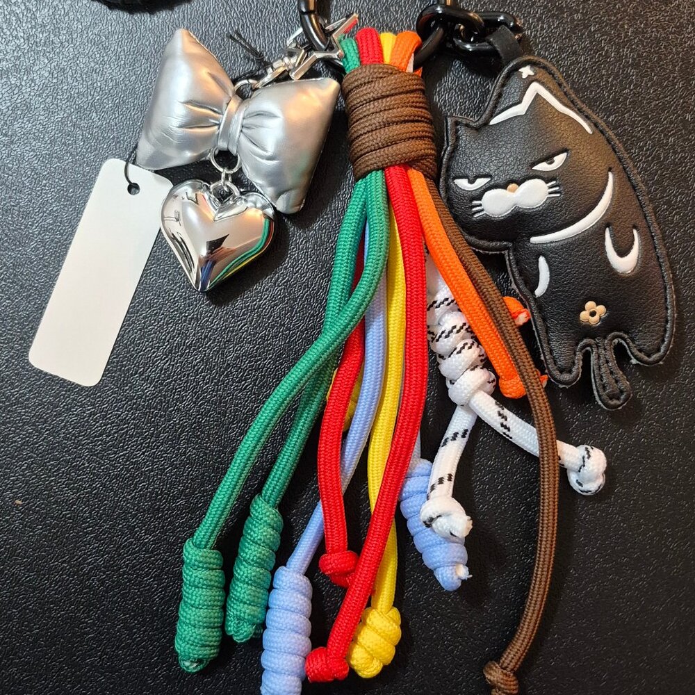 Black Cat Dangle Keychain Bag Charm